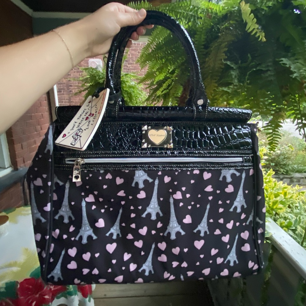 Betsey Johnson Paris Eiffel Tower Luggage Bag / Purse